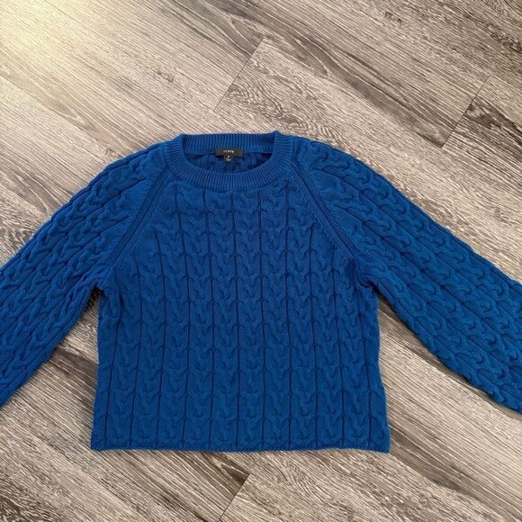 J. Crew Slightly Cropped Cable Balloon Sleeve Sweater - Picture 2 of 9